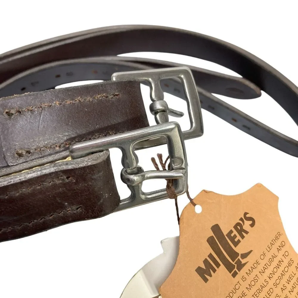 NWT 2 Crosby England Saddlery Brown Leather Belts 54‎ 3/4 x 1 inch Miller's VTG